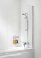 Lakes Bathrooms Shower Curtain Panel Bath Screen - 300 x 1400 - Silver 