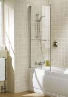 Square Bath Shower Screen With Towel Rail - Silver - 800 x 1500 - 6mm Glass - Coastline - Lakes Showering Spaces