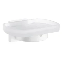 Smedbo House Frosted Glass Soap Dish with Matt White Holder