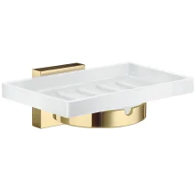 Smedbo House Porcelain Soap Dish with Polished Brass Holder
