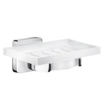 Smedbo Ice Porcelain Soap Dish with Polished Chrome Holder