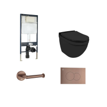 Jaquar Black Matt Solo Wall Hung Toilet With Slim Cistern & Antique Copper Accessories