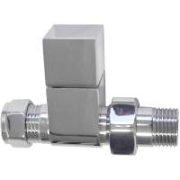 Straight Square Radiator Valves - Chrome 