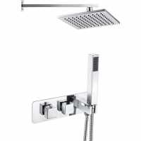 Square Shower Pack 4 - Mulard Dual Outlet with Handset & ABS Overhead Shower