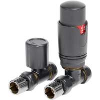 Straight Round Thermostatic Radiator Valves -  Anthracite 