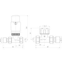 Angled Round Thermostatic Radiator Valves - Chrome 