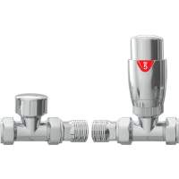 Straight Round Thermostatic Radiator Valves -  Chrome 