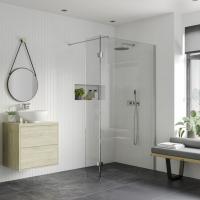 Supreme 500mm Brushed Brass Wetroom Panel & Support Bar