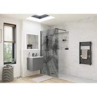 Roman Liberty 857mm Brushed Brass Wetroom Panel with Clear Glass Corner