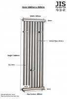 1460 x 710mm Sussex Hove Feature Stainless Steel Towel Rail - JIS Europe