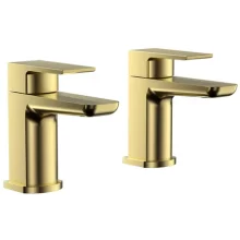 Swan Hazely Brushed Brass Basin Pillar Taps