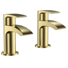 Swan Linford Brushed Brass Bath Pillar Taps