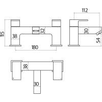 Scudo Kross Bath Shower Mixer Tap with Shower Kit and Wall Bracket