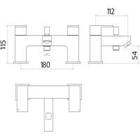 Scudo Descent 4 Hole Deck Mounted Bath Shower Mixer Tap with Diverter