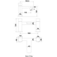 Scudo Kross Bath Shower Mixer Tap with Shower Kit and Wall Bracket