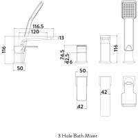 Scudo Descent 4 Hole Deck Mounted Bath Shower Mixer Tap with Diverter