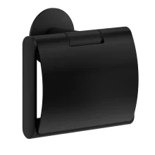 Smedbo Dot Matt Black Toilet Roll Holder with Cover
