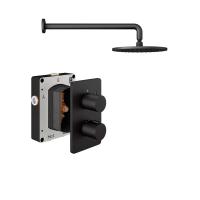Abacus Shower Pack 1 Round Fixed Shower Arm And Head - Matt Black
