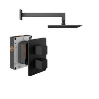 Abacus Shower Pack 1 Square Fixed Shower Arm And Head - Matt Black