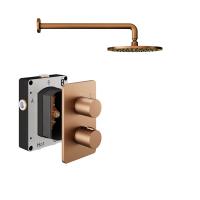 Abacus Shower Pack 1 Round Fixed Shower Arm And Head - Brushed Bronze
