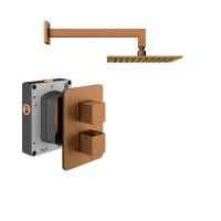 Abacus Shower Pack 1 Square Fixed Shower Arm And Head - Brushed Bronze