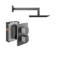 Abacus Shower Pack 1 Square Fixed Shower Arm And Head - Matt Anthracite