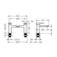 Abacus Iso Deck Mounted Bath Filler - Chrome