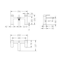 Abacus Iso Deck Mounted Bath Shower Mixer - Chrome