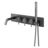Abacus Iso Pro Thermo Wall Mounted Bath Shower Mixer - Matt Anthracite