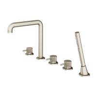 Abacus Iso Pro 5 Tap Hole Deck Mounted Bath Shower Mixer - Brushed Nickel