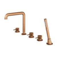 Abacus Iso Pro 5 Tap Hole Deck Mounted Bath Shower Mixer Tap - Brushed Bronze