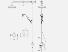 Burlington Tay Deck Mounted Traditional Bath Shower Mixer Tap Rigid Riser - Fixed Head - BT2DS