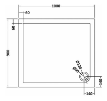 Nuie Pearlstone 1000 x 800mm Slate Grey Slimline Rectangle Shower Tray