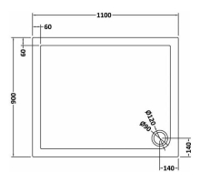 Nuie Pearlstone 1100 x 800mm Slate Grey Slimline Rectangle Shower Tray