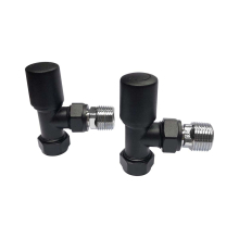 Scudo Matt Black Angled Radiator Valves (Pair)