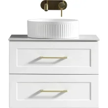 Tailored Bakewell 600mm Silk White Wall Hung Vanity Drawer Unit with Counter Top
