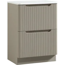 Tailored Monza 600mm Fluted Country Oak Vanity Drawer Unit with Countertop