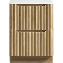 Tailored Monza 600mm Fluted Country Oak Vanity Drawer Unit with Countertop