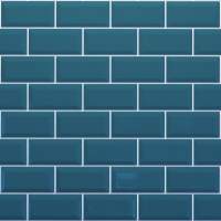 Teal Blue Bevelled Metro Reflect Tile Wall Panels