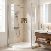 Artize Concealed Thermostatic Square Shower Valve With 2 way Diverter In Black Chrome