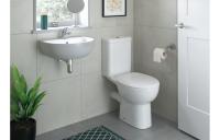 Classic White Gloss Bathroom Furniture Pack Inc Cistern, Toilet Pan, Seat & Round Basin - Nuie