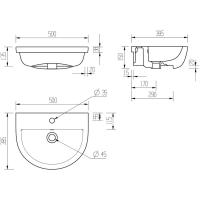 Villeroy & Boch Avento Semi-Recessed Washbasin, 550mm, White Alpin, With Overflow