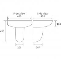 Termond 450 x 400mm Cloakroom Basin & Chrome Bottle Trap