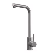 Top-Fix Vito L Neck Brushed Steel Kitchen Mixer Tap