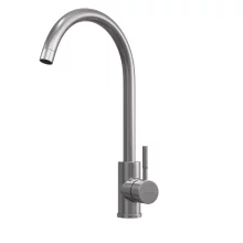 Top-Fix Vito Swan Neck Brushed Steel Kitchen Mixer Tap