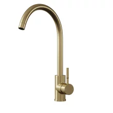 Top-Fix Vito Swan Neck Brushed Brass Kitchen Mixer Tap