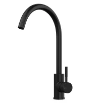 Top-Fix Vito Swan Neck Matt Black Kitchen Mixer Tap