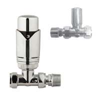 Abacus Thermostatic Straight Radiator Valve Pack - Chrome