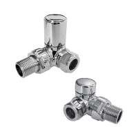 Scudo Double Corner Radiator Valves - Chrome