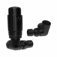 Abacus Thermostatic Angled Corner Radiator Valve Set - Matt Black